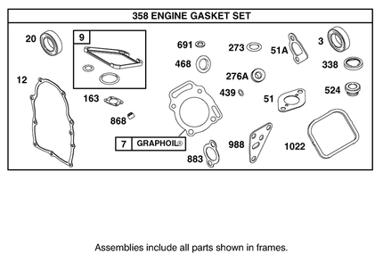 Engine Gasket Set Diagram and Parts List for 12004 220000001 - 220999999 Toro Lawn Tractor