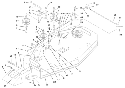 Deck, Drive Pulleys And Deflector Diagram and Parts List for 30196 990001 - 990200 Toro Lawn Mower