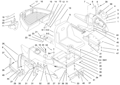 Part Location Diagram of 98-4357 Toro Decal-Instrument