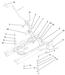 Shift Assembly Diagram and Parts List for 71208 7900001 - 7999999 Toro Lawn Tractor