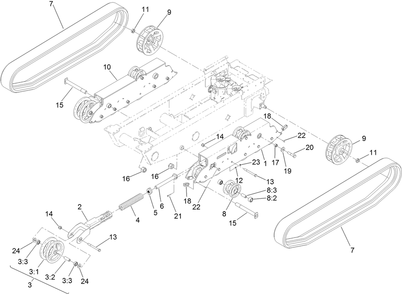 Track Assembly Diagram and Parts List for 68138G 412896904 - 415399999 Toro Cement Mixer