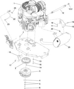 Engine, Clutch And Muffler Assembly Diagram and Parts List for 74957CP (310000001-310999999)(2010) Toro Lawn Mower