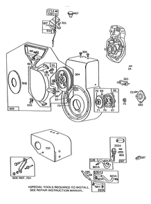 Engine Briggs & Stratton Model 252416 Type 0756-01 & 0757-01 (Model No. 38580 & 38566) Diagram and Parts List for 38566 1000001 - 1999999 Toro Snow Blower