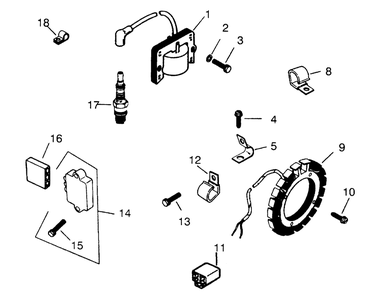 Ignition System Diagram and Parts List for 73400 3900001 - 3999999 Toro Lawn Tractor
