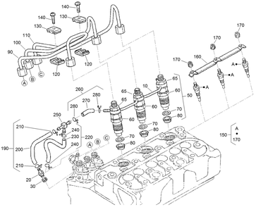 Nozzle Holder And Glow Plug Assembly Diagram and Parts List for 74264TE (314000001-314999999)(2014) Toro Lawn Mower