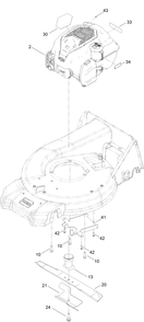 Engine And Blade Assembly Diagram and Parts List for 21565 400000000 - 411499999 Toro Lawn Mower