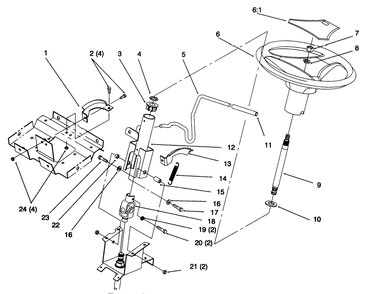Steering Wheel And Tilt Diagram and Parts List for 72064 6900001 - 6999999 Toro Lawn Tractor