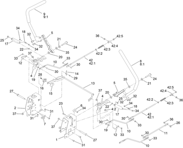 Motion Control Assembly Diagram and Parts List for 74695 400000000 - 412699999 Toro Lawn Tractor