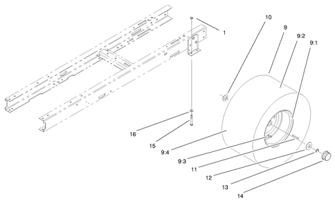 Rear Wheel Assembly Diagram and Parts List for 71217 7900001 - 7999999 Toro Lawn Tractor