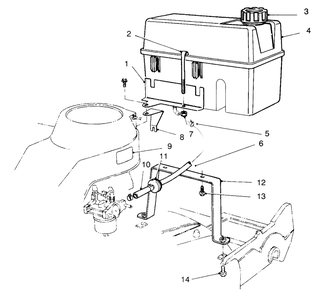 Gas Tank Assembly Diagram and Parts List for 22040 6900001 - 6999999 Toro Lawn Mower