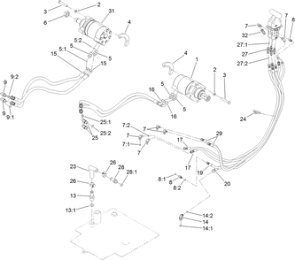 Hydraulic Motor And Hose Assembly Diagram and Parts List for 22328HD 404356214 - 405799999 Toro Lawn Tractor Accessories