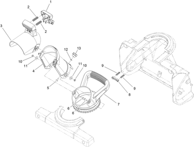 Deflector Chute Control Assembly Diagram and Parts List for 38473 409130000 - 999999999 Toro Snow Blower