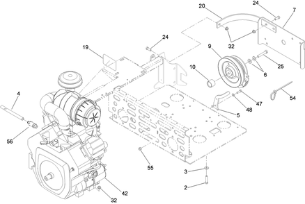 Engine And Clutch Assembly Diagram and Parts List for 74296 (310000001-310999999)(2010) Toro Lawn Mower