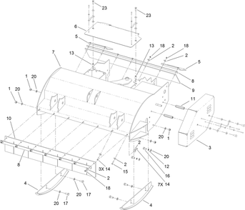 Chassis, Cover And Guard Assembly  36 Inch Flail Attachment Diagram and Parts List for 2720 312000001 - 312999999 Toro Lawn Tractor Accessories