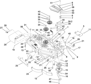 Deck Assembly Diagram and Parts List for 74264TE (290000001-290999999)(2009) Toro Lawn Mower