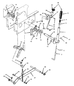 Manual Lift Linkage Diagram and Parts List for 73420 4900001 - 4999999 Toro Lawn Tractor