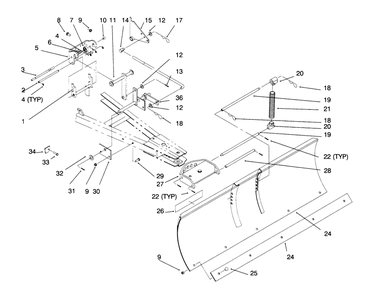 Snow Blade And Front Mounting Hitch Diagram and Parts List for 79252 8900001 - 8999999 Toro Lawn Tractor