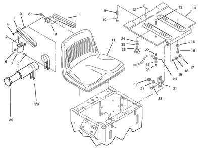 Seat Assembly Diagram and Parts List for 74021 490001 - 499999 Toro Lawn Tractor