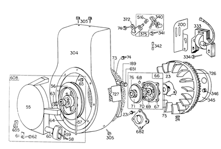 Rewind Starter Assembly For Type 0754 And 0755 Diagram and Parts List for 31763 4000001 - 4999999 Toro Snow Blower