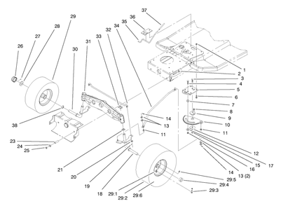 Front Axle Assembly Diagram and Parts List for 71189 7900001 - 7999999 Toro Lawn Tractor