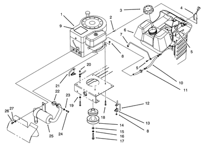 Engine Assembly Diagram and Parts List for 71200 5900001 - 5910000 Toro Lawn Tractor