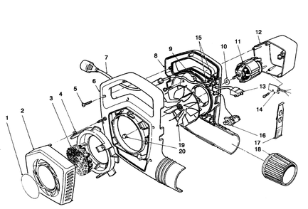 Blower Assembly Diagram and Parts List for 51576 49000001 - 49999999 Toro Leaf Blower / Vacuum
