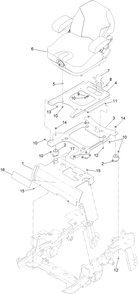 Seat Mount Assembly Diagram and Parts List for 74072 403226744-404399999 Toro Lawn Mower