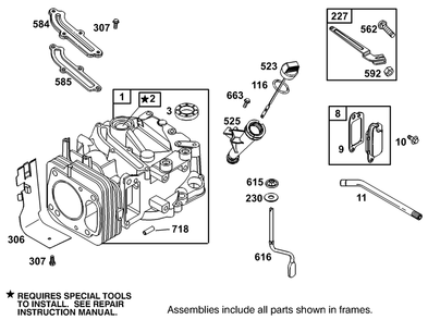 Cylinder Assembly Engine Gts-200 Diagram and Parts List for 105-1293  Toro Lawn Mower