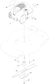 Engine And Blade Assembly Diagram and Parts List for 21465 409000000 - 411852566 Toro Lawn Mower