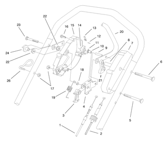 Handle Control Assembly Diagram and Parts List for 26638 8900001 - 8999999 Toro Lawn Mower