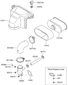Air Filter And Muffler Assembly Diagram and Parts List for 22973G 400000000 - 401999999 Toro Lawn Tractor Accessories