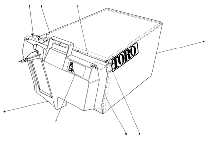 Grass Bag Assembly No. 11-0189 Diagram and Parts List for 20631 8000001 - 8999999 Toro Lawn Mower