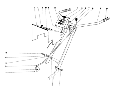 Handle Assembly Diagram and Parts List for 58100 1000001 - 1999999 Toro Tiller