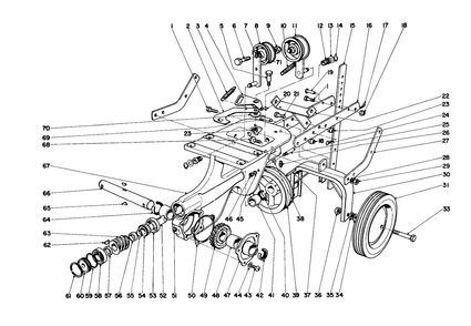 Chassis Assembly Diagram and Parts List for 58000 0000001 - 0999999 Toro Tiller
