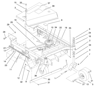 Frame, Belt And Wheel Assembly Diagram and Parts List for 30138 990001 - 999999 Toro Lawn Mower