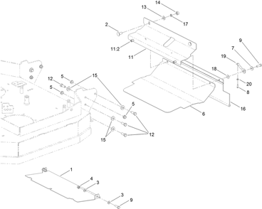 Guard And Drag Shield Assembly Diagram and Parts List for 2710 313000001 - 313999999 Toro Lawn Tractor Accessories