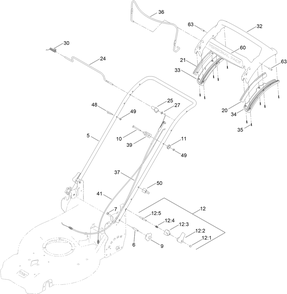 Handle Assembly Diagram and Parts List for 21693 414500000 - 999999999 Toro Lawn Mower