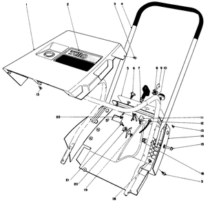 Shroud & Handle Assembly Diagram and Parts List for 38120 0000001 - 0015000 Toro Snow Blower