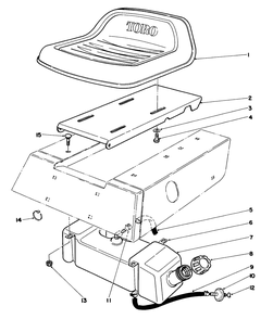 Seat & Gas Tank Assembly Diagram and Parts List for 56127 8000001 - 8999999 Toro Lawn Tractor