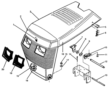 Hood Assembly Diagram and Parts List for 73501 59002869 - 59002946 Toro Lawn Tractor