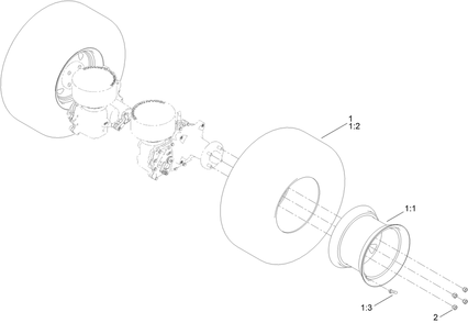 Rear Wheel Assembly Diagram and Parts List for 74057 400000000 - 416414583 Toro Lawn Tractor