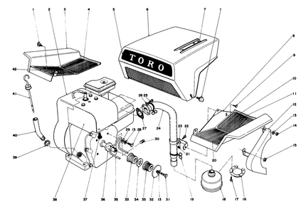 Engine Assembly Diagram and Parts List for 3108 2000001 - 2999999 Toro Lawn Tractor Accessories