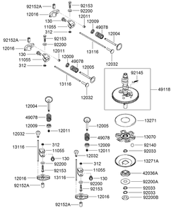 Valve And Camshaft Assembly Diagram and Parts List for 22972 402461470 - 404709999 Toro Lawn Tractor Accessories