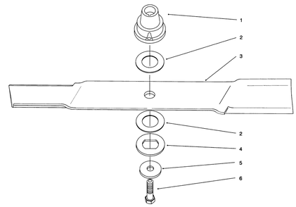 Blade Assembly Diagram and Parts List for 21001B 6900001 - 6999999 Toro Lawn Mower