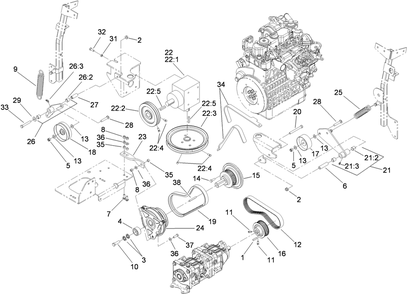 Hydro And Gearbox Assembly Diagram and Parts List for 74265TE (311000001-311999999)(2011) Toro Lawn Mower