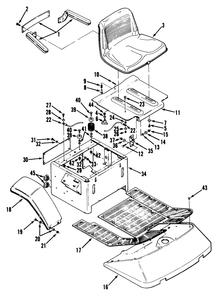 Fenders, Floor Pan And Seat Diagram and Parts List for Y1-16OE02  Toro Lawn Tractor