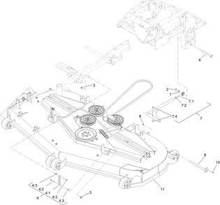 Deck Connection Assembly Diagram and Parts List for 72265TE 400000000-406427925 Toro Lawn Mower