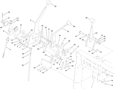 Ground Drive Control Assembly Diagram and Parts List for 25403 400000000 - 401399999 Toro Lawn Tractor Accessories