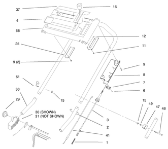 Handle Assembly Diagram and Parts List for 20914 9900001 - 9999999 Toro Lawn Mower