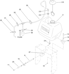 Fuel System Assembly Diagram and Parts List for 30488 (313000001-313999999)(2013) Toro Lawn Mower